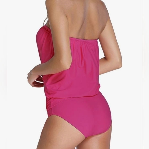 51.🆕Large Chartou Collection Stretch Strapless Pink Bandeau  Swim Suit - Picture 6 of 7